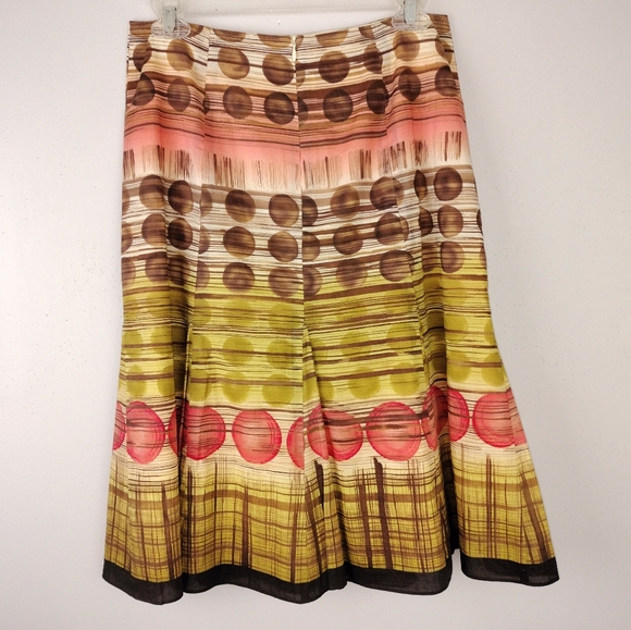 Talbot's 100% Cotton Fully Lined Olive/Brown/Cream Midi Skirt Sz. 4 - Picture 4 of 8